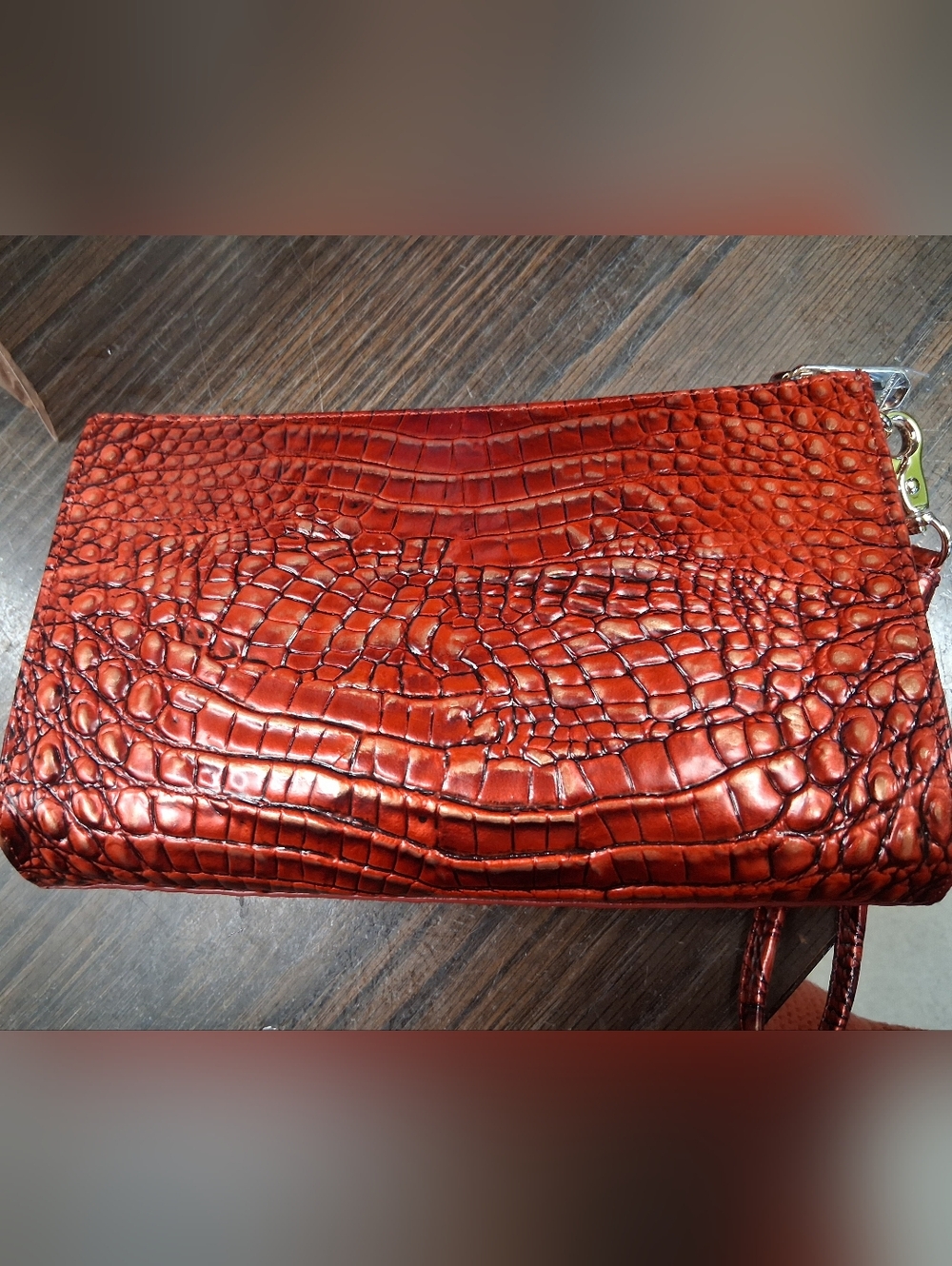 Brahmin Crimson Melbourne Croc-Embossed Wristlet - Picture 5 of 5